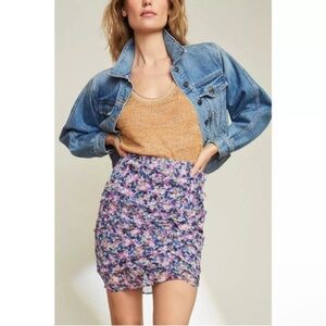 Veronica Beard Spencer Silk Side Ruched Abstract Floral Pencil Skirt Size 16